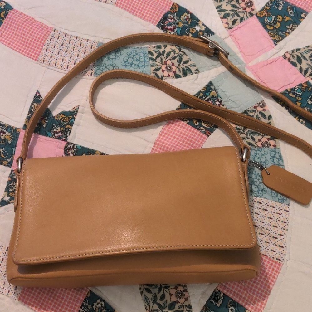Vintage Coach Legacy West Demi Flap Bag Tan Leather Crossbody 9599 Excellent